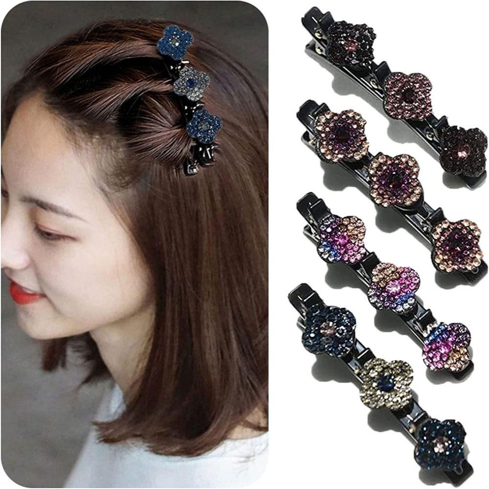 [Elegan] Rambut Bergigi Klip Jepit Styling Rambut Bunga Double Layer Twist Clip Zircon Korea Kristal Jepit Rambut