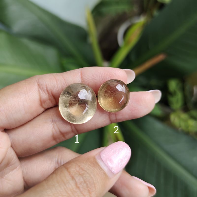 Batu kecubung teh , madu atau kecubung bensin cutting bulat polos C asli Kalimantan - Amethyst quart