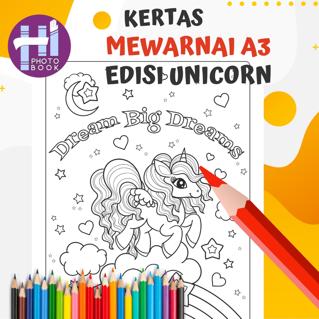 

Lembar Kertas Mewarnai A3 (Tebal 100 gram ) tema UNICORN