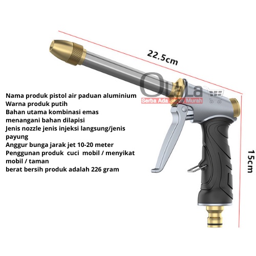 Kepala Semprotan Air Cuci Motor Nozel Jet Kencang Kepala Selang Air Tanaman JS-H16-60