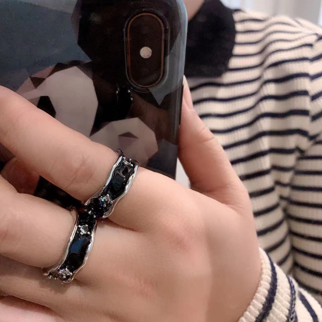 Aksesoris Cincin Tetes Hitam Menetes Retro Kesederhanaan Kepribadian Harajuku