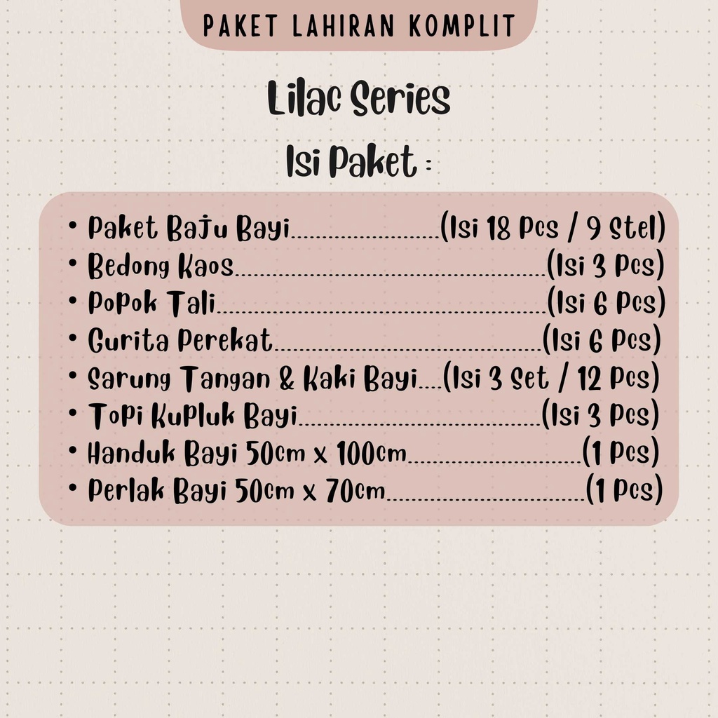 SALE 7.7 - 50 PCS Paket Lahiran Super Hemat Komplit Baju Bayi Baru Lahir Paket Hemat Bayi Baru Lahir Serian Lilac