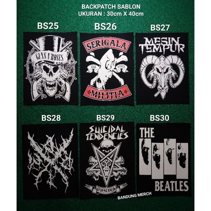 BACKPATCH SABLON MUSIK BAND METAL / ROCK TERLARIS BEST QUALITY