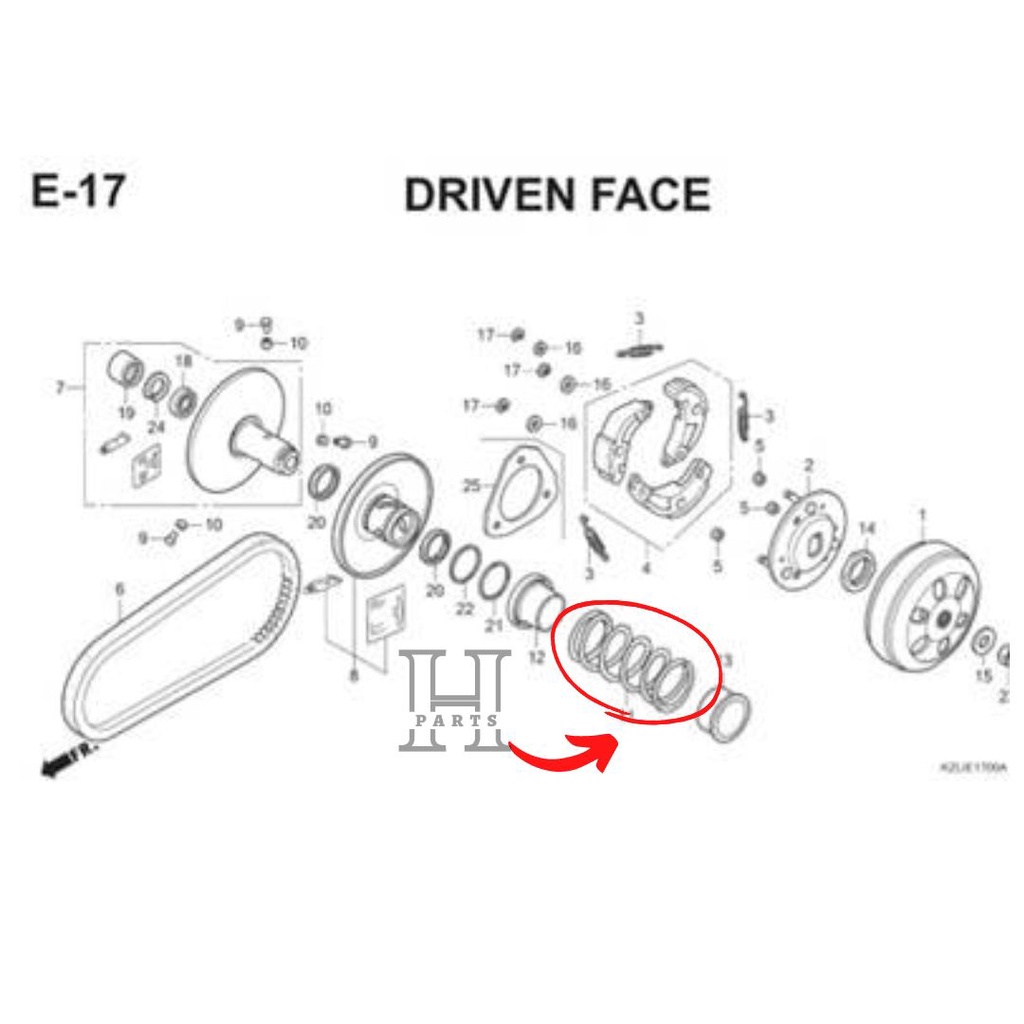 PER CVT KAMPAS GANDA PULLY BELAKANG SPRING DRIVEN FACE SPACY KARBURATOR 23233-KZL-A00 ASLI ORIGINAL AHM HGP HONDA