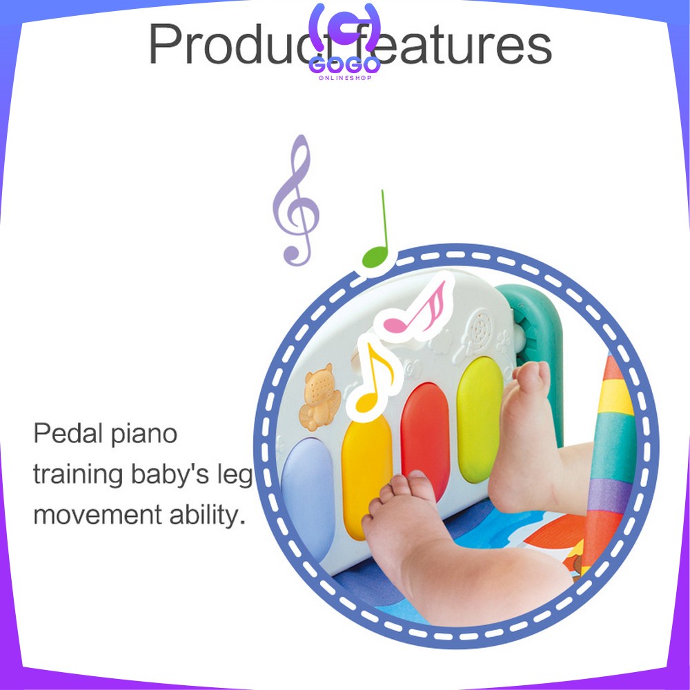 GOGO-M15-16 Baby Play Gym Mainan Anak Bayi Rattle &amp; Piano Playmat Matras / Kasur Bayi Playgym Musical
