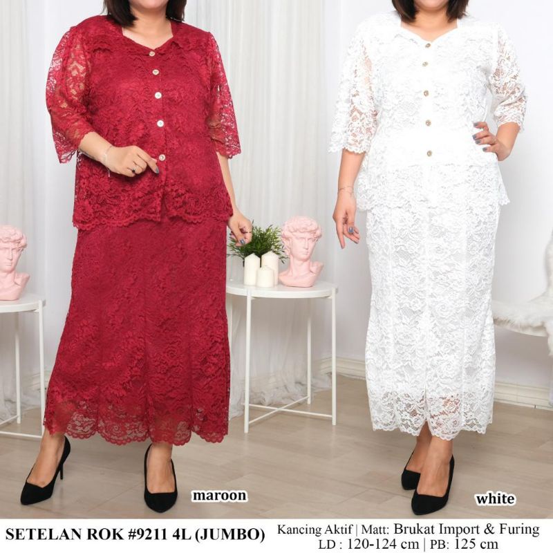 setelan rok brukat import dan furing 4L jumbo 9211 S