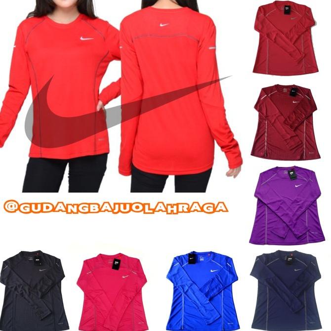 Kaos Olahraga Nike Lengan Panjang Cewek Dry Fit Nike Terlaris