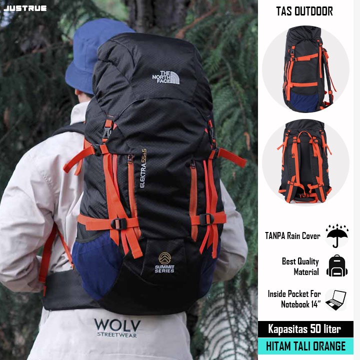 Justrue TNF Tas Gunung 50 Liter Ransel Keril Camping Tosca 670