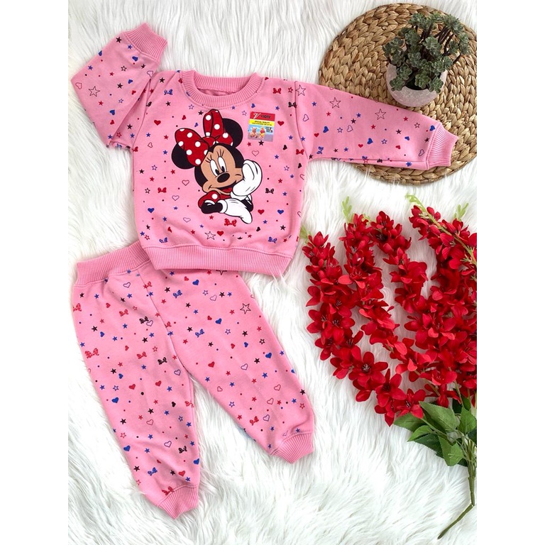 stelan sweater anak perempuan laki laki lucu motif MINNIE MOUSE 3-12 bulan (ONE SIZE)