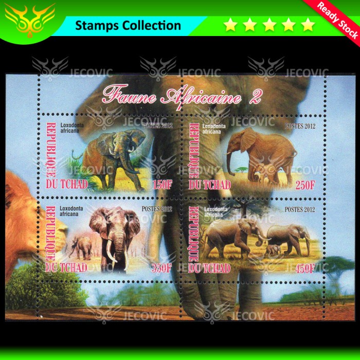 

Du Tchad Fauna Elephant , Prangko Souvenir Sheets