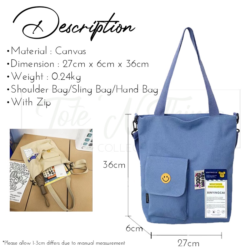 Girls HH Official - | Tas Tote | Tote Bag | KULIAH Hand Bag SML113 BLUE