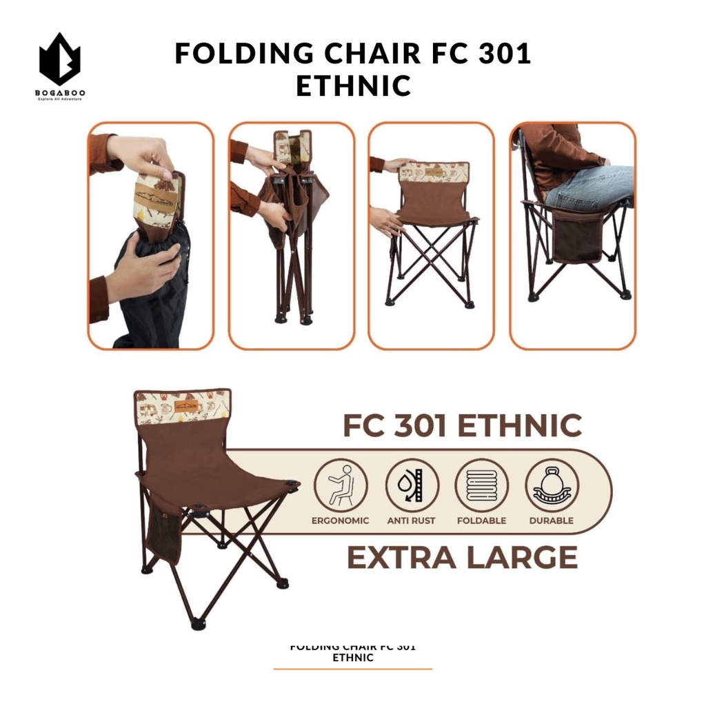 BISA COD Dhaulagiri Folding Chair FC 301 Etnik Portable  - Kursi Lipat Outdoor - Kursi Lipat Camping - Kursi Lipat Camping