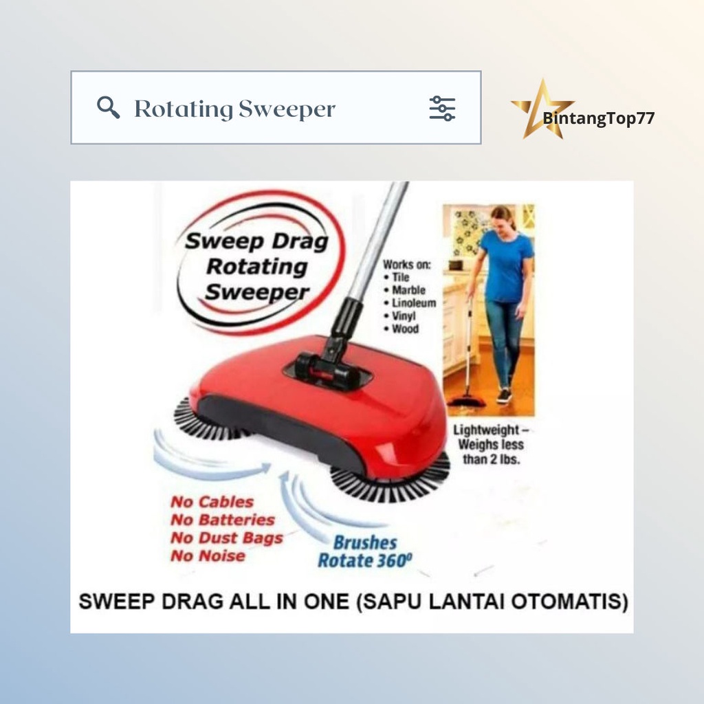 Sapu Otomatis Vacuum 360 Derajat | Sapu Vakum Tanpa Listrik