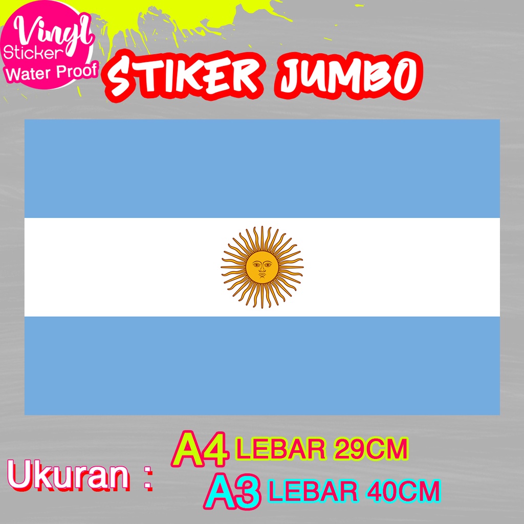 

Stiker Argentina Ukuran Jumbo Sticker Besar Vinyl Satuaan Motif Bendera Negara Dunia Bahan Anti Air