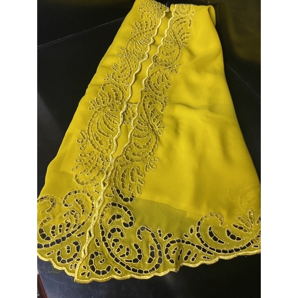 kain kebaya bali bordir kuning sandat
