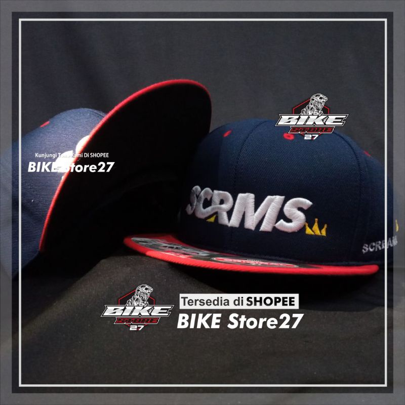 Topi scrms navy merah/ 161/ Topi Surfing/ Topi Snapback / Topi  Anime/ Topi Hip Hop/ Yako Store/ Top