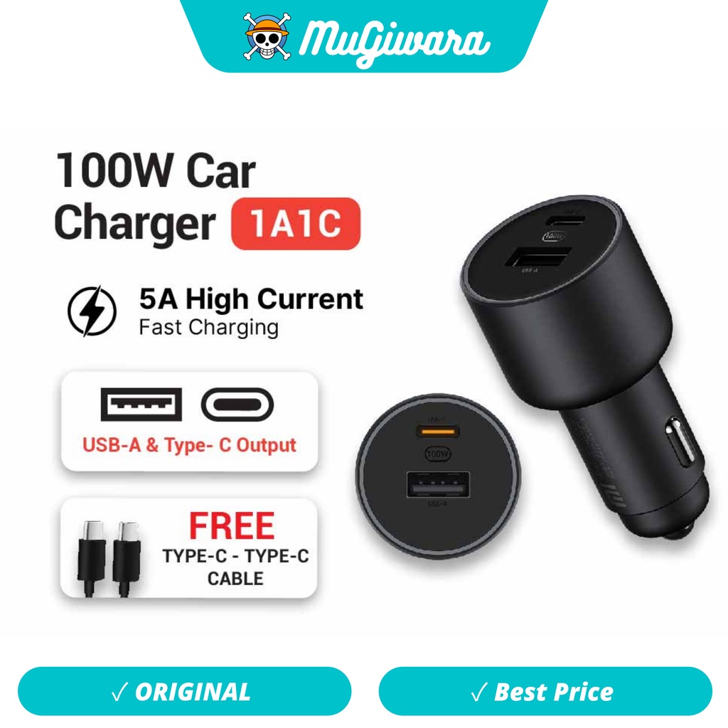 Carger Mobil Xiaomi 100W Fast Charging 1A1C