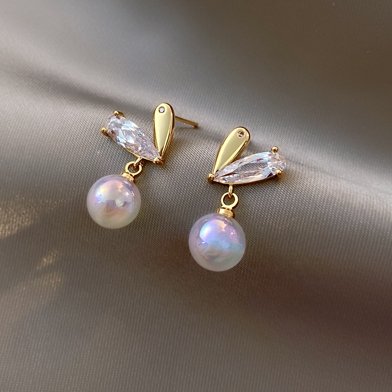 Anting Tusuk Gantung Desain Hati Hias Mutiara Untuk Wanita