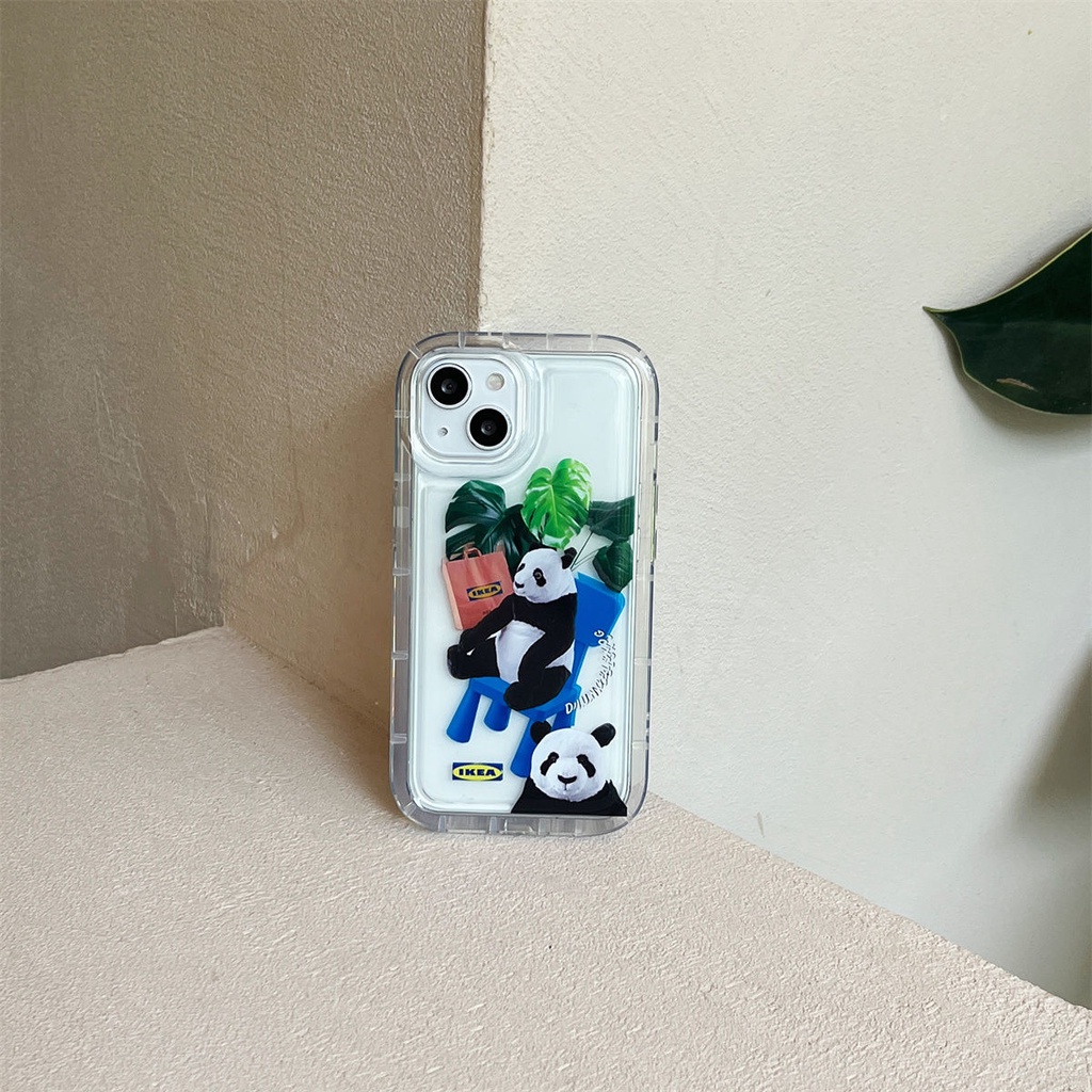 Soft Case Silikon TPU Transparan Motif Panda Untuk IPhone 14 13 12 11 Pro XS Max XR X 8 7 6 6S Plus