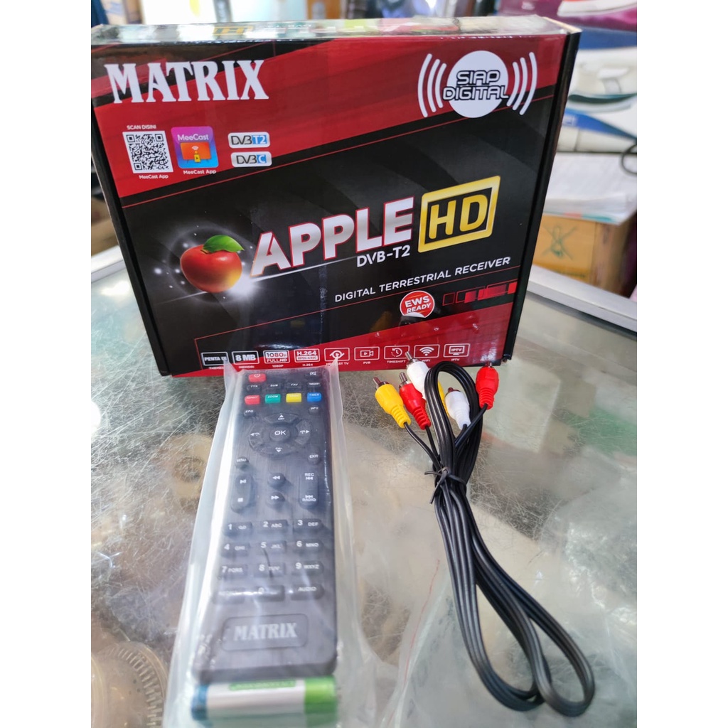 MATRIX STB DVBT-2 APPLE HD MERAH | Set Top Box Matrix IPTV | Ready Stock