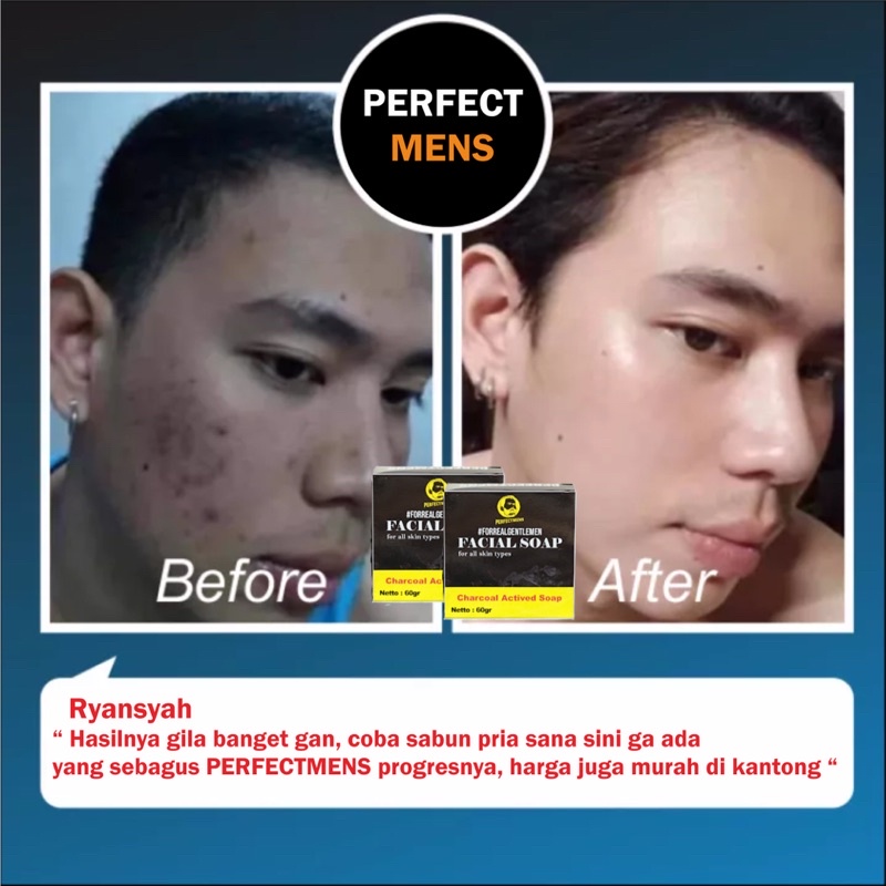 PERFECTMENS BODY WASH Sabun badan pria extra charcoal aktif wangi memutihkan 7 hari mencerahkan kulit Sabun badan cowok bersih