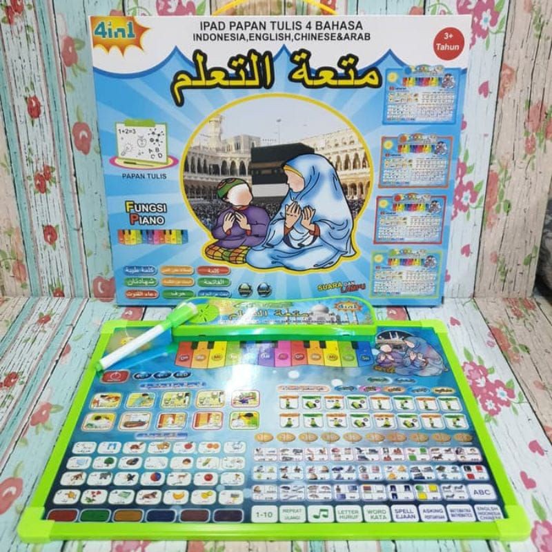 IPAD PAPAN TULIS ANAK 4 BAHASA / MAINAN EDUKASI IPAD PLAYPAD