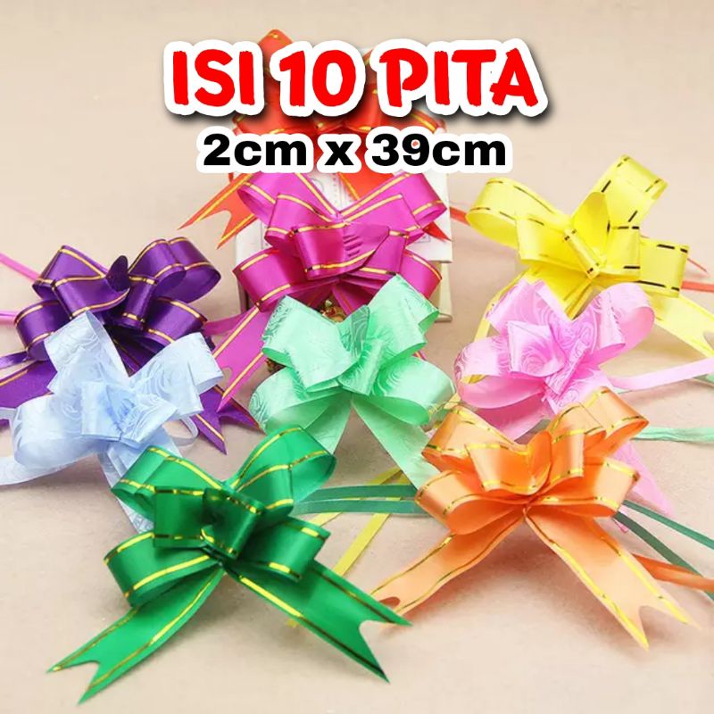 

PITA SERUT 39CM ISI 10 Pita Bunga Tarik Pita Kado Bunga Hiasan Kado Pita Serut Buat Kado