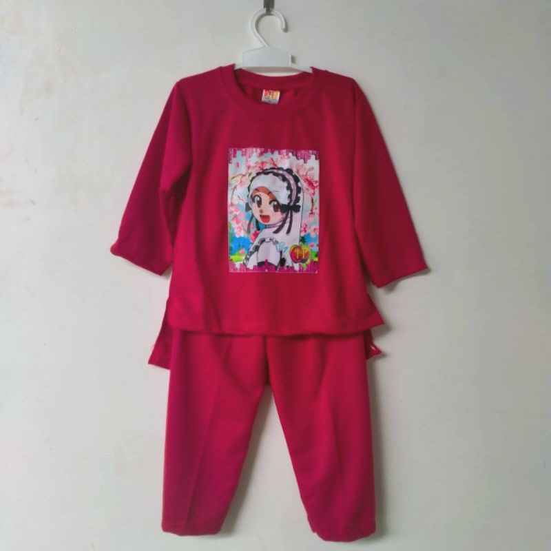 Setelan Oversize SLEBEW viral 3 4 5 6 7 8 9 10 tahun baju anak cewek perempuan terbaru Fatonah Shop pom pom ( SETELAN slebew DOLL pom )