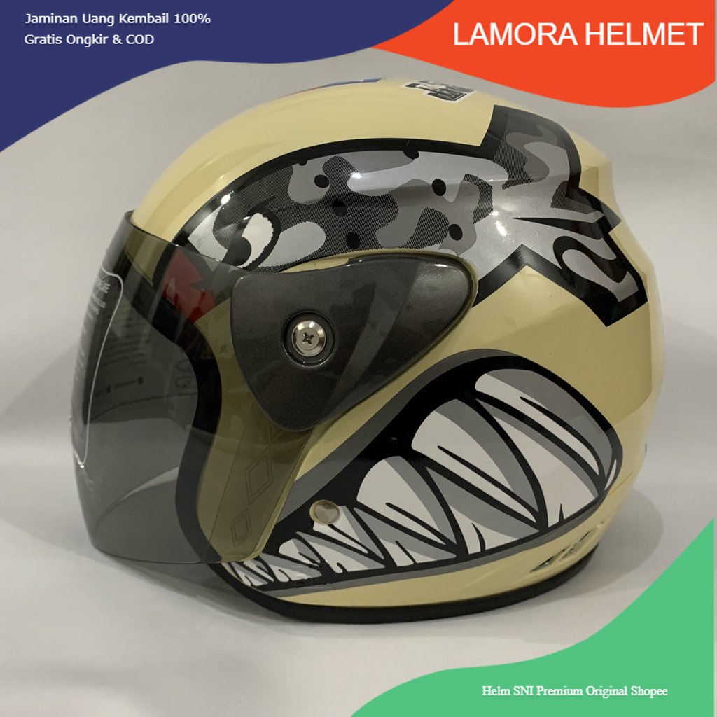11.11 Helm Evo Bullet Cream Glossy Helem Nuvo Helmet SNI Dewasa