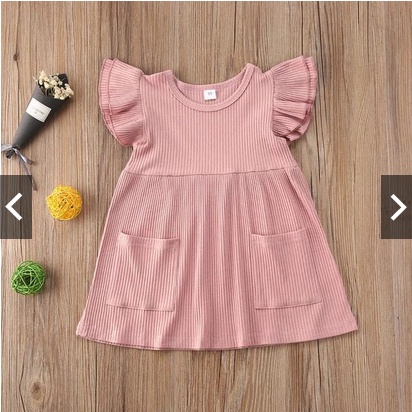 DRESS ANAK TANGAN RUFFLE GIRLY / SET GIRLY BAHAN RIB