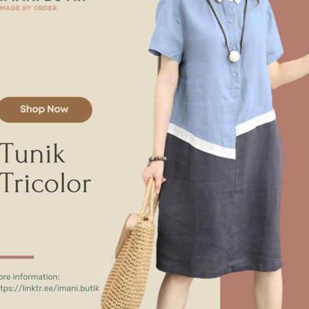 TUNIK TRICOLOR - Merah Cabe, XL