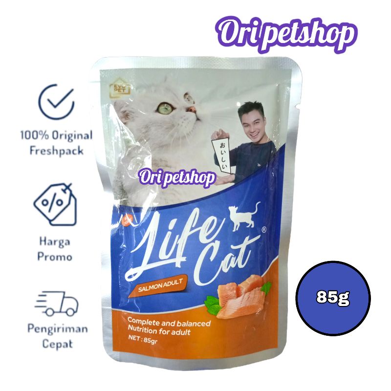 Life Cat Sachet Adult Salmon Makanan Basah Kucing 85g