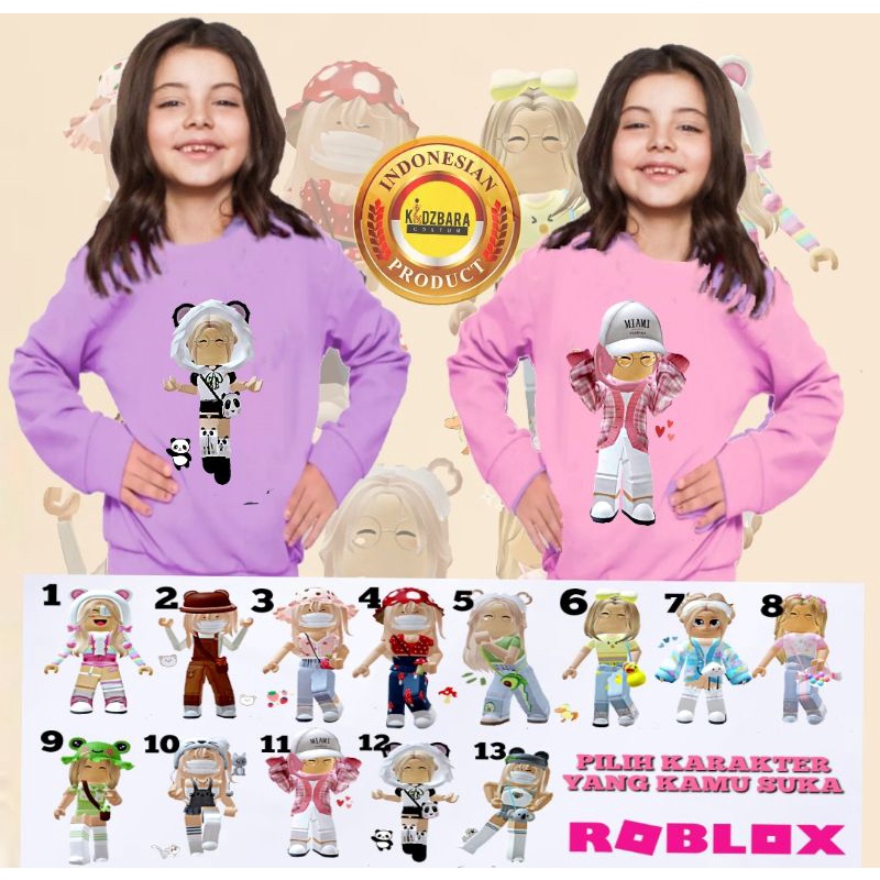 SWEATER ANAK/BAJU SWEATER ANAK/SWEATER ANAK PEREMPUAN KARAKTER ROBLOX/Free Cetak Nama