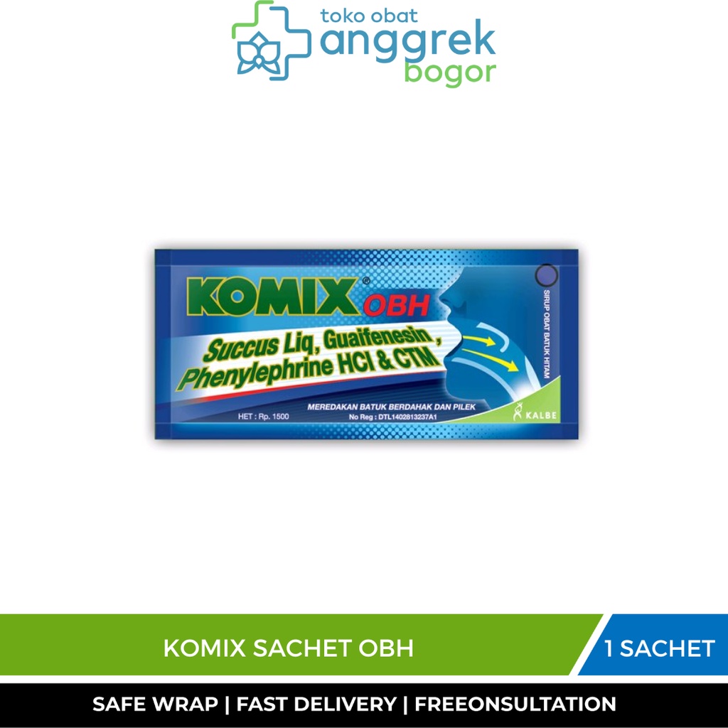 KOMIX SACHET OBH/OBAT BATUK BERDAHAK/ MERINGANKAN GATAL TENGGOROKAN