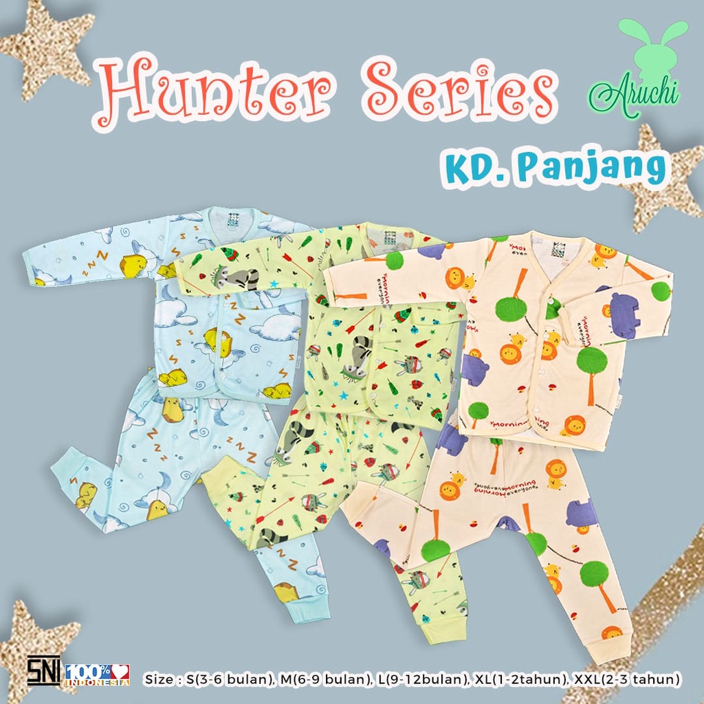 PROMO 7.7 PROMO BAJU LEBARAN MURAH MOTIF TERBARU SETELAN PIYAMA ANAK PANJANG SETELAN PIYAMA PENDEK ARUCHI BAJU TIDUR ANAK SERIES CLOUDY / HUNTER SERIES BAJU+CELANA PENDEK PANJANG/KUTUNG ANAK PIYAMA NB S M L XL XXL