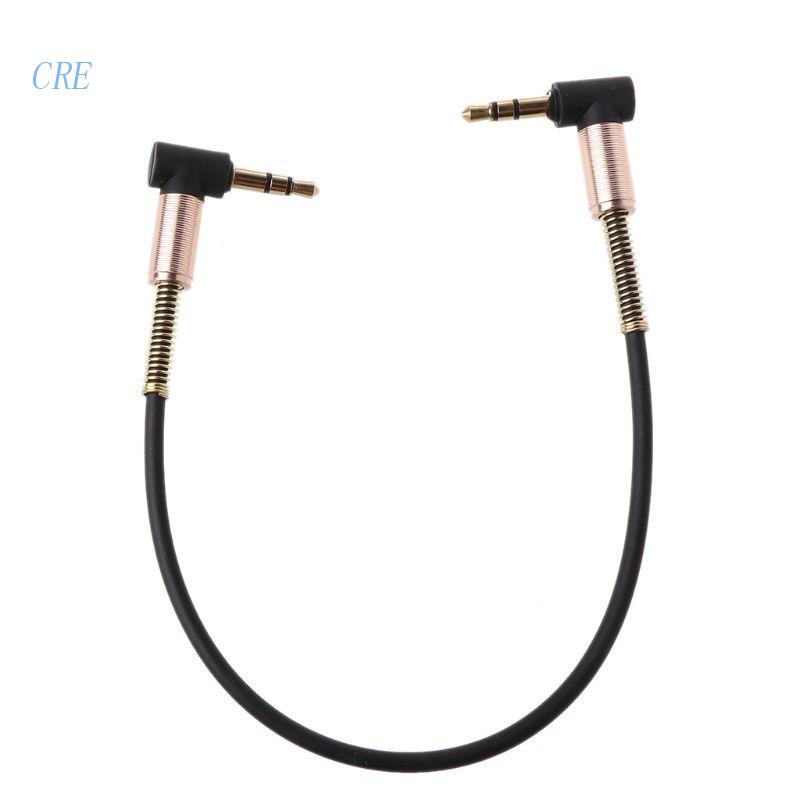 Cre Kabel Jack Aux 3.5mm Male Ke Male 90 Derajat Bahan Nilon Panjang 24cm Untuk Mobil