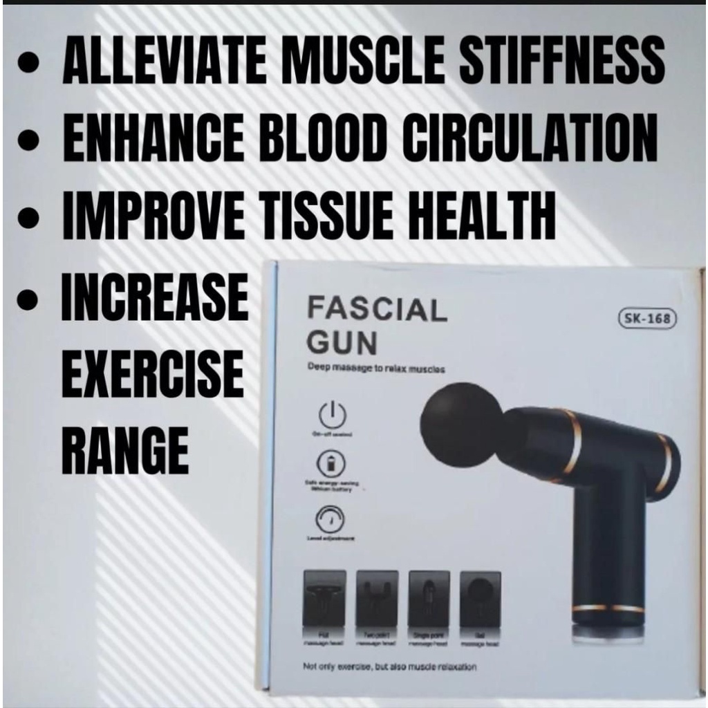 Fascial Gun SK-168 | Alat Pijat Getar Elektrik 4 in 1 - Massage Gun Mini Charger