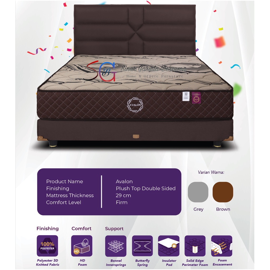 KANGAROO SPRING BED TYPE AVALON / KASUR TIDUR SPRING BED TINGGI 29 CM