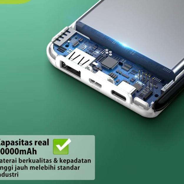 PowerBank ROBOT 10000mah RT180 Dual Input Port Type C & Micro USB Ori - White