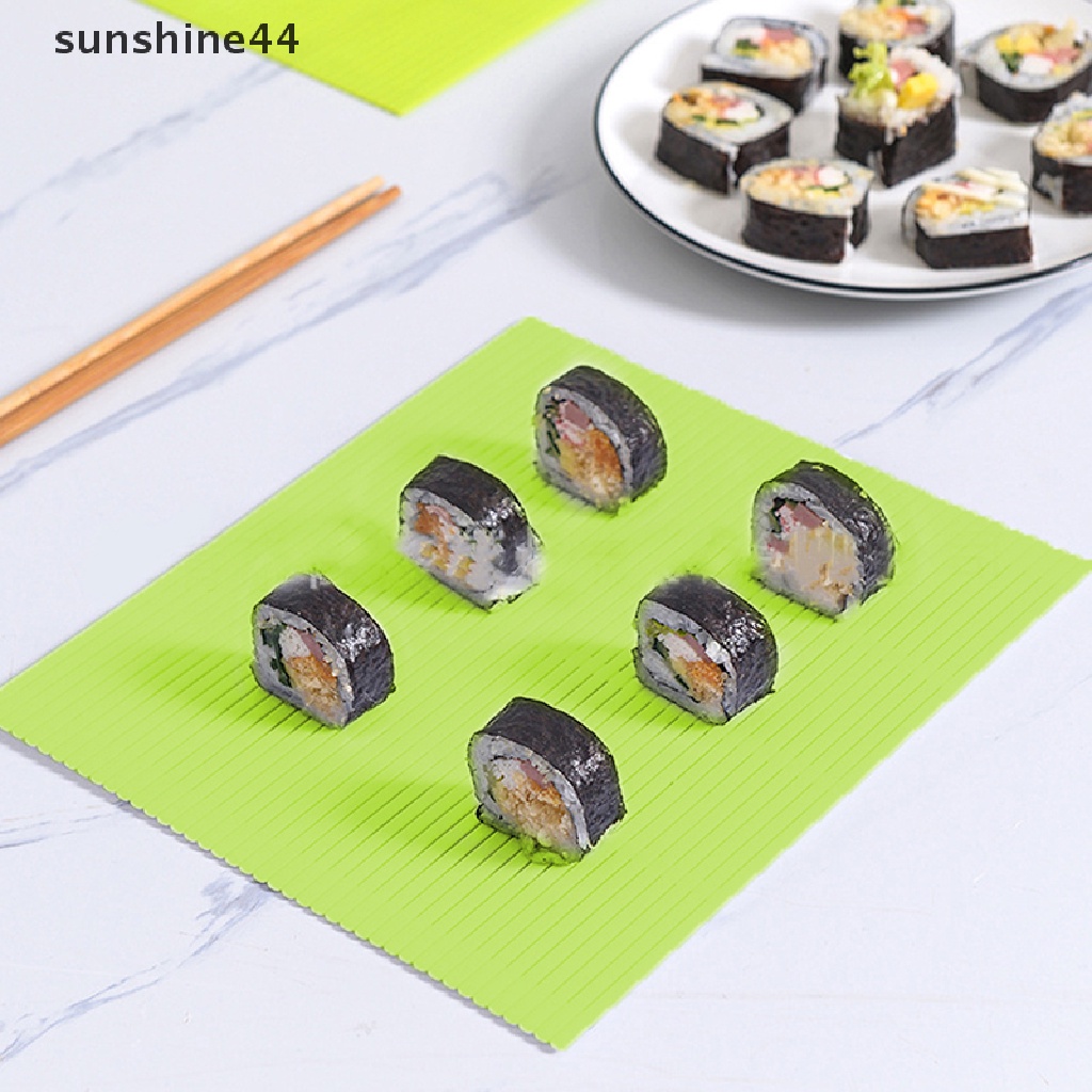 Sunshine Matras Penggulung Sushi / Nasi DIY Bahan Silikon Warna Hijau