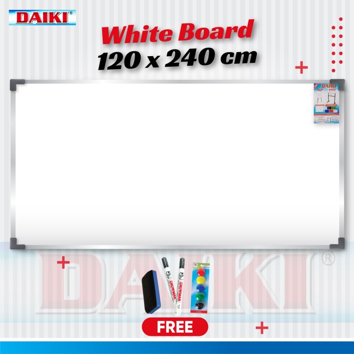 

Papan Tulis Whiteboard / Papan Tulis Magnetic Daiki Uk 120X240 Cm