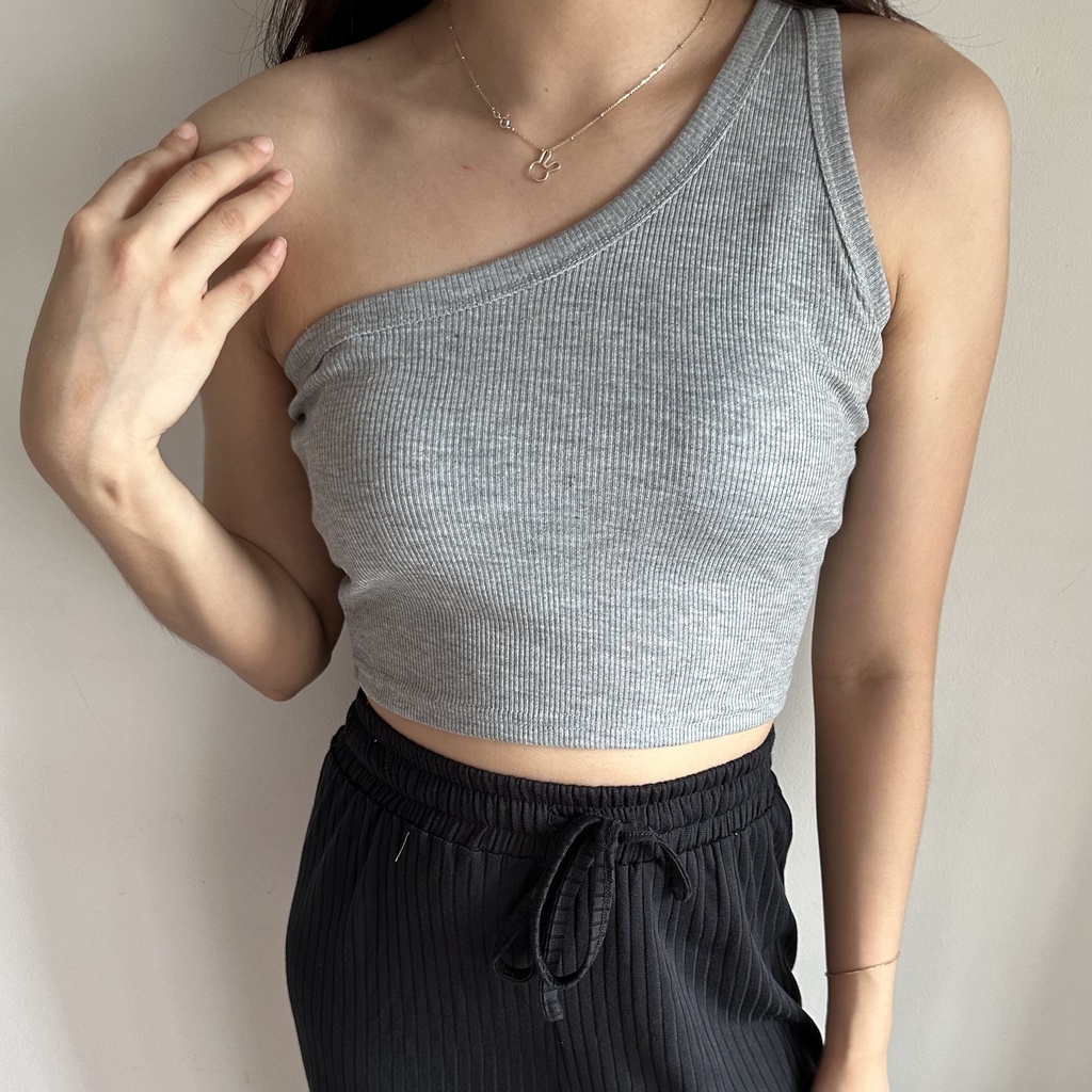 RUE TOP | Ribbed Tank Top Summer Crop Assymetric Tanktop Rib Basic Top