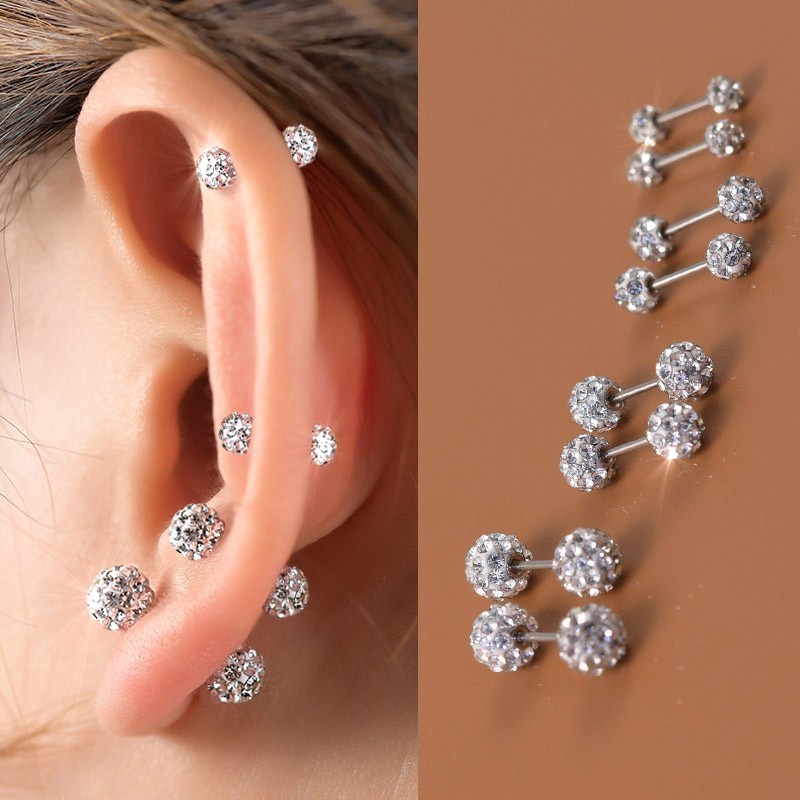 Anting Stud Kepala Ganda Bahan Titanium Steel Untuk Wanita