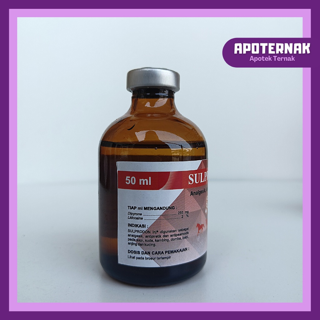 SULPRODON Injeksi 50 mL | Obat Pereda Sakit Hewan Analgesik Antipiretik Antispasmodik | Seperti Sulpidon Sanbe, Analdon | VADCO | Apoternak