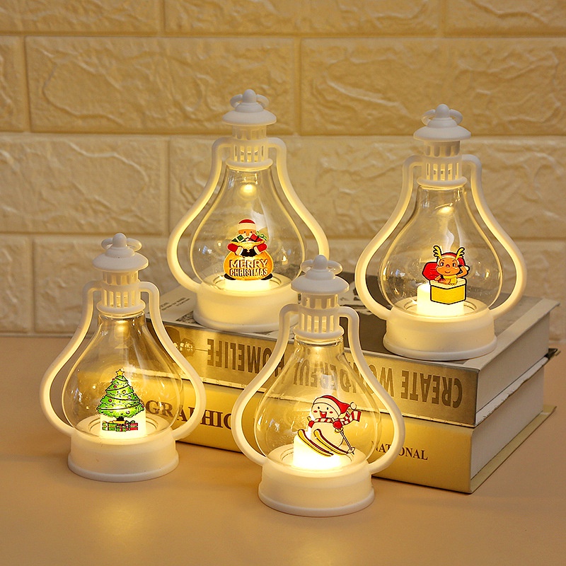 Lampu Gantung LED Bentuk Pohon Natal / Rusa / Snowman / Santa Claus Tanpa Bingkai Gaya Retro