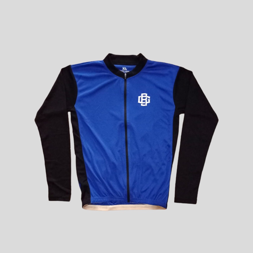 BAJU JERSEY SEPEDA AERO ROADBIKE LENGAN PANJANG -  BADGEAR BIRU LENGAN PANJANG