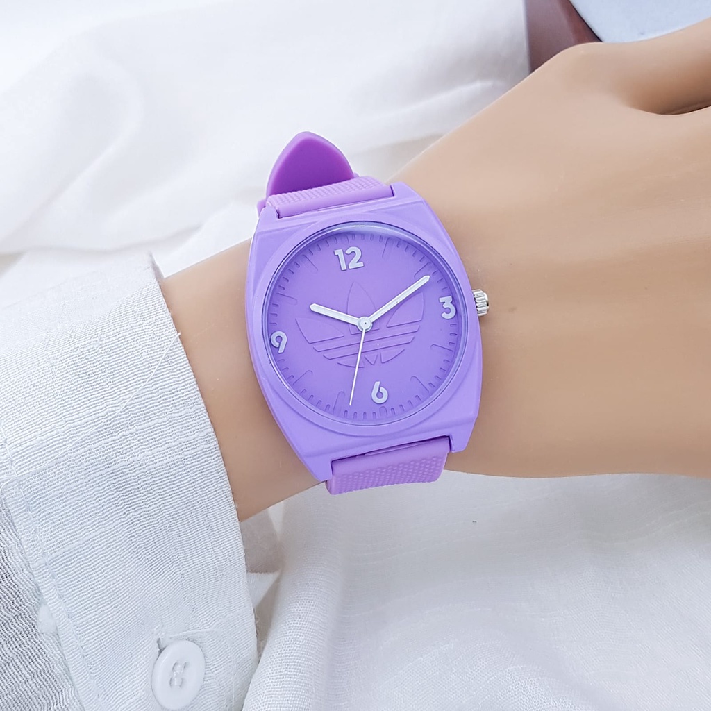 {COD✔️} SUPER  Jam tangan Wanita ADIDAS Tali Rubber - Diameter 3.8cm - Jam Tangan Cewek Fashion Mura