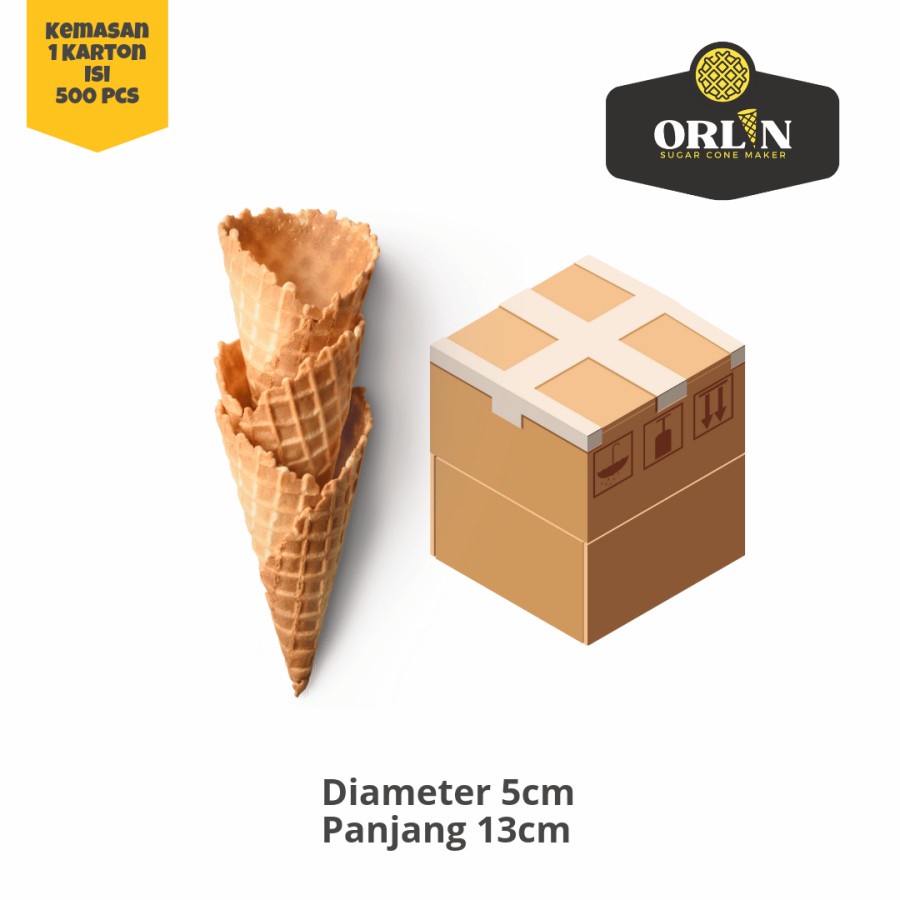 

ORLIN MIXU Sugar Rolled Cone Ice Cream 1 karton isi 500 pcs