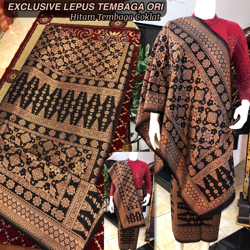 EXCLUSIVE Lepus Tembaga ORI /warna Alam Hitam /songket tenun asli palembang /ilham songket palembang