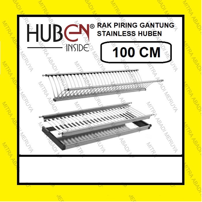 Rak Piring Gantung HUBEN 100cm 100 cm Stainless Steel Dish Rack Gelas